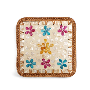 Salvamanteles Ecológico de Ratán Bohemio con Madreperla para Comedor Informal y Decoración del Hogar, Hecho en Vietnam - Product Image 2