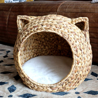 Maison de jacinthe d'eau tissée à la main pour chiens chats animaux de compagnie pour animaux de compagnie panier de chat