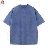 T-shirts unisexes en coton 100% avec logo personnalisé, couleur vintage délavée à l'acide, style streetwear Shaka, poids lourd
