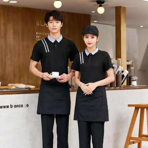 Uniformes de personal de restaurante coreano logotipo personalizado camisa Polo de algodón lavado hombres camareros camareras estilo vaquero Formal recto medio - Product Image 3