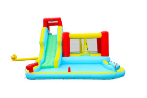 Casa de gorila inflable Inflar parque acuático y trampolí<span class=keywords><strong>n</strong></span> Pistola de agua doble Escalada en roca con soplador - Product Image 2