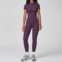 Ensemble de yoga 2 pièces en Spandex/Nylon respirant, tenue de sport fitness, legging taille haute et brassière de sport pour femme