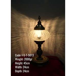 Lámpara de mesa enyesada de metal otomano con pantalla agrietada transparente de vidrio n. ° 5, lámpara de lámpara agrietada de vidrio n. ° 2017 - Product Image 2