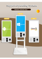 Sinmar 21.5 24 27 32 pouces écran tactile kiosque android windows écran tactile kiosque de paiement pos commande moniteur avec caméra imprimante