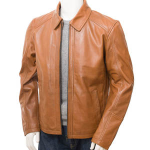 La última chaqueta de cuero de motorista vintage de moda para hombres Color sólido Tamaño adulto Precio razonable - Product Image 3
