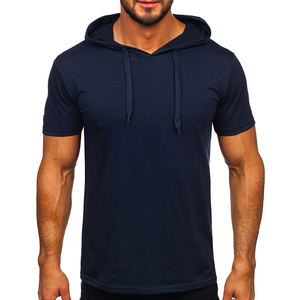 Sudadera con Capucha de Manga Corta de Algodón para Hombre de Alto Rendimiento, Camiseta con Capucha y Cordón Ajustable y Bolsillos, Logotipo Personalizado - Product Image 1