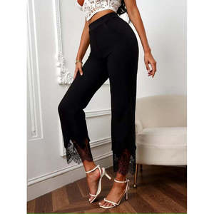 Pantalon Dalgic en dentelle Kadin Yuksel Bel Paca Agzi, 37905 - Noir - Product Image 4
