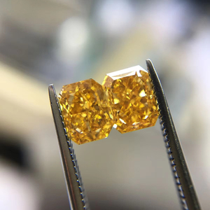 เพชรแฟนซีสีเหลืองอมส้มเข้มประดับเพชรเม็ด VS2เพชรเม็ดงามเจียระไนแบบสดใสดัดแปลงได้อย่างยอดเยี่ยมเพชรเม็ด0.50Ct สวยงาม - Product Image 1