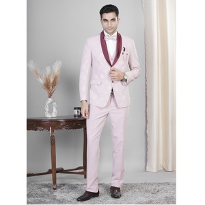 Costume Homme 5 Pièces de Qualité Exceptionnelle, Élégant, Bleu Marine et Rose, pour Mariages, Affaires et Occasions Formelles, Disponible pour l'Exportation - Product Image 1