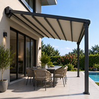 Auvent rétractable en PVC imperméable pour balcon, jardin, terrasse et bord de piscine - Utilisation hôtelière, télécommande