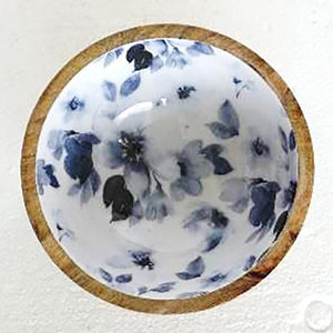 Bol de forme ronde en bois de manguier avec un design japonais unique émaillé à l'intérieur de la pièce maîtresse et de la décoration de table vente en gros - Product Image 3