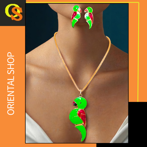 Acheter Perroquets en forme de collier boucles d'oreilles ensemble avec 22Ct or plaqué Premium Design collier boucles d'oreilles ensemble pour les femmes porter des bijoux - Product Image 2