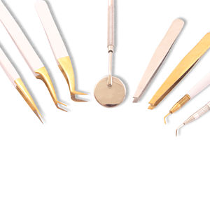 Venta al por mayor de pestañas de volumen de color como bandeja de pestañas pinzas de punta de fibra embalaje personalizado pinzas de extensión de pestañas punta puntiaguda - Product Image 4