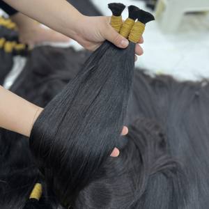 Natural Straight <b>Black</b> High Quality Remy Vietnamese Human <b>Hair</b> <b>Extensions</b> Super Double Drawn Bulk - Product Image 1