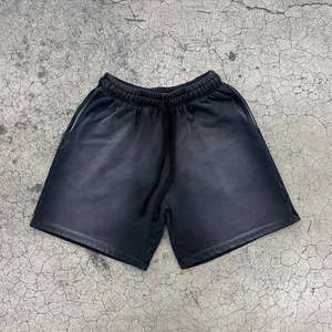 กางเกงขาสั้นผู้ชายสไตล์วินเทจ ผ้าโพลีเอสเตอร์/คอตตอนคุณภาพสูง เอวยางยืด ลายเรียบ ผ้า Worsted แบบสบายๆ ผ้าเฟรนช์เทอร์รี่ - Product Image 2