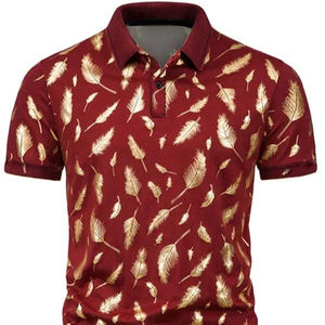 Polo de golf pour hommes, manches courtes, manches courtes, séchage rapide, coupe régulière, mode estivale, imprimé, chaîne d'étoiles - Product Image 1