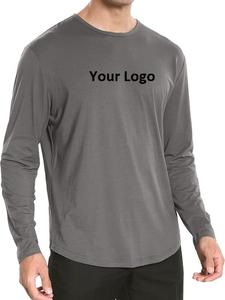 Camiseta de bambú ultrasuave para hombre a la moda, camiseta ligera de manga larga refrescante con dobladillo curvo disponible en fábrica - Product Image 5