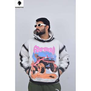 Sudadera con capucha recortada personalizada para hombre, conjunto de pantalones de chándal acampanados, 100% algodón, estampado de pantalla, parche bordado desgastado, chándal de dos piezas para el sudor - Product Image 1