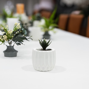 CUD0304WT - <b>Small</b> Unique Modern White <b>Pot</b> - 4" H - Product Image 2