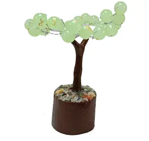 Life Tree Green aventurine Crystal rune Gem Tree, Rune Set Tree Stone Lucky silver wire Feng Shui Decor per la decorazione regali