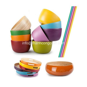 Bols en bambou filé, bambou coloré 100% Vietnam produits de cuisine personnalisés taille personnalisée couleur personnalisée forme ronde - Product Image 2