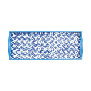 Plateau de barre de laque bleue avec motif rectangulaire blanc avec poignée échantillon gratuit pour les clients - Product Image 3