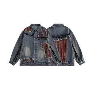 เดรสแจ็กเก็ตยีนส์ดีไซเนอร์ไฮเอนด์สไตล์ฮิปฮอปสไตล์ไฮสตรีทแฟชั่นสำหรับผู้หญิงดีไซน์โดดเด่น - Product Image 4