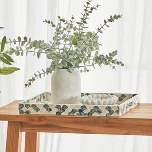 Vente en gros plateau rectangulaire de luxe avec poignée taille personnalisée nacre incrustation mosaïque couleur naturelle maison hôtel restaurant plateau de service - Product Image 2