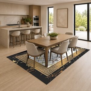 Tapis RUGS DEPOT LXDP-0504 en gros, couleur terre cuite dorée, style oriental traditionnel, imprimé numériquement, lavable en machine, en chenille, antidérapant - Product Image 4