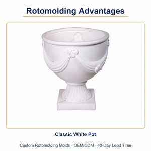 Moule <span class=keywords><strong>de</strong></span> pot <span class=keywords><strong>de</strong></span> fleurs en rotomoulage sans frais <span class=keywords><strong>de</strong></span> fraisage, pot <span class=keywords><strong>de</strong></span> fleurs blanc classique en rotomoulage à corps sans soudure, directement <span class=keywords><strong>de</strong></span> l'usine - Product Image 1