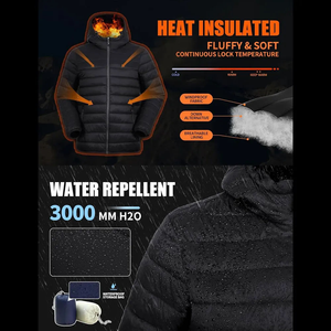 Veste matelassée à capuche unisexe chaude avec un design léger, respirant, imperméable et coupe-vent pour une utilisation en extérieur en hiver - Product Image 3