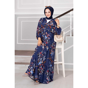 Robe Hijab en Viscose avec Robe Bleu Marine - Product Image 3