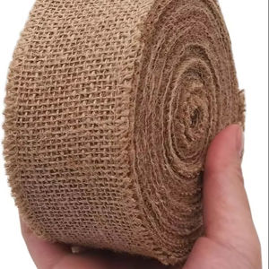 Rouleau de tissu géotextile en jute 100% naturel et écologique de 2 pouces (5 cm), 10 yards, ruban en jute pour emballage cadeau, projets d'artisanat, mariage - Product Image 1