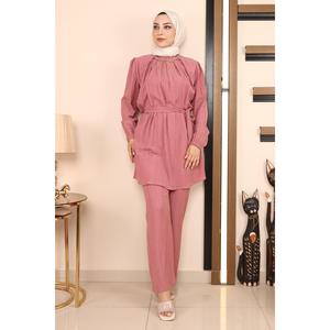 MSW19140-2 ชุดลำลองสไตล์โรสโกลด์ 2 ชิ้น คอกลม โพลีเอสเตอร์ 100% ความยาวปานกลาง - Product Image 4