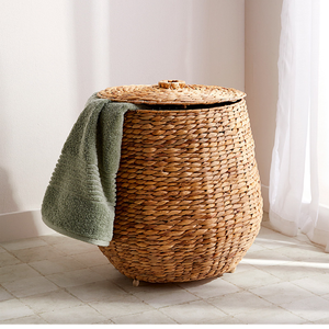 Grand panier en jacinthe d'eau stockage osier jonc de mer paille artisanat produits usage domestique du vendeur indien en gros - Product Image 1