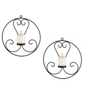 Soporte de vela de hierro forjado a mano, candelabros votivos negros curvos para ocasiones de Navidad y Pascua - Product Image 2