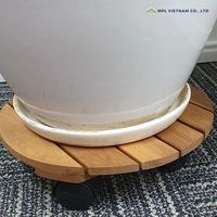Support de plantes en bois d'acacia écologique, durable et léger, de 12 pouces, à roulettes, carré, traditionnel, minimaliste, capacité de 80 kg, pour la maison et le jardin