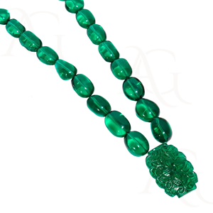 Collar de Esmeralda cultivada en laboratorio, cuentas ovaladas, redondas, lisas, pulidas, verde, Nano corte, hebra de piedras preciosas para la fabricación de joyas personalizables - Product Image 2