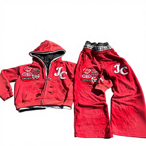 Ensemble survêtement molletonné personnalisé grande taille avec broderie, pantalon de jogging et sweat à capuche double taille, imprimé sur mesure, double capuche - Product Image 4