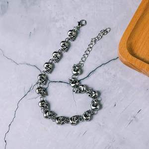 Bracciale a Catena con Teschio in Acciaio Inossidabile Stile Punk Vintage Caiyao, Placcato Argento Anticato, Gioiello Unisex alla Moda - Product Image 2