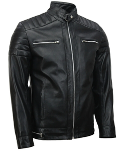Custom High Quality 100% Genuine Leather <b>Jacket</b> <b>Biker</b> Style High Street Stand Collar Satin Breathable Inner Viscos Lining Winter - Product Image 3