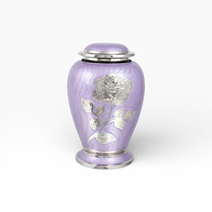 Light Blue Classic Cremation Urn with Silver Decorative Band and Smooth Finish for Timeless <b>Memorial</b> - Product Image 3
