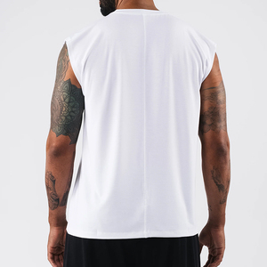 Débardeurs de sport personnalisés en gros avec logo, 63% polyester, 32% rayonne, 5% élasthanne, chemises athlétiques musculaires sans manches pour hommes - Product Image 3