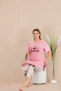 Conjunto de Pijama Capri para Mujer Talla Grande, Tela de Viscosa, Ligero, Suave, Ropa de Dormir de Verano, Talla Grande - Product Image 3