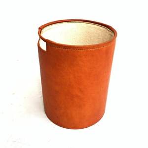 Panier de transport de bûches en cuir rustique fait à la main de qualité supérieure avec style néo-rotin, fourre-tout en cuir pleine fleur fait à la main d'Indonésie - Product Image 3