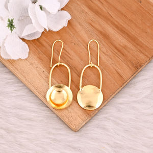 Simple Plain Brass Handmade Designer Earring <b>Yellow</b> Gold Plated Drop Earrings Jewelry Gifts Customized Wholesale Manufacturer - Product Image 4