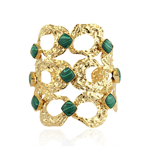 เครื่องประดับแฟชั่นขายส่งกำไลข้อมือสังเคราะห์ขนาดกว้าง18K ชุบทอง18K กำไลข้อมือทองเหลืองออกแบบให้ดูหรูหรา - Product Image 4