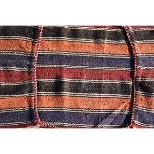 Handmade Orange <b>Black</b> Traditional Turkish <b>Rug</b> 1.4 X 4.8 ft Wool Latex for Living Teens Rectangle Patchwork Abstract Hallway - Product Image 5