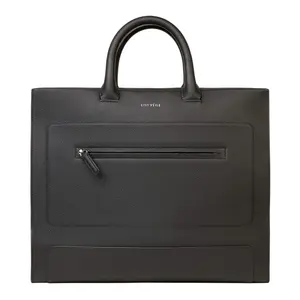 Men's luxury briefcase bag handcrafted in black calfskin entirely designed and made in Italy