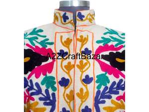 Chaqueta Bomber de Verano/Invierno para Mujer, Bordado Indio Suzani, Patrón Floral, 100% Algodón, Forro Ecológico, Secado Rápido - Product Image 3